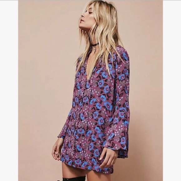 Free People Tops - Free people floral bell sleeve swing tunic dress